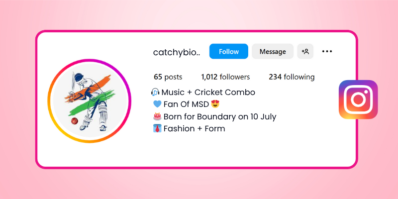 cricket bio for instagram